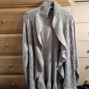 Karen Scott Plus Size Cable Knit Ruffle Cardigan